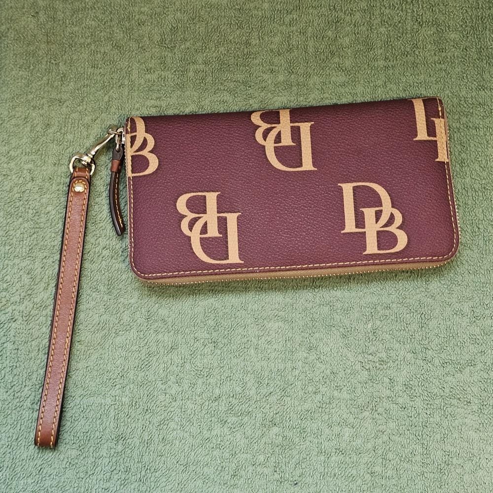 Dooney & Bourke Plum Wine and Tan Phone Wallet